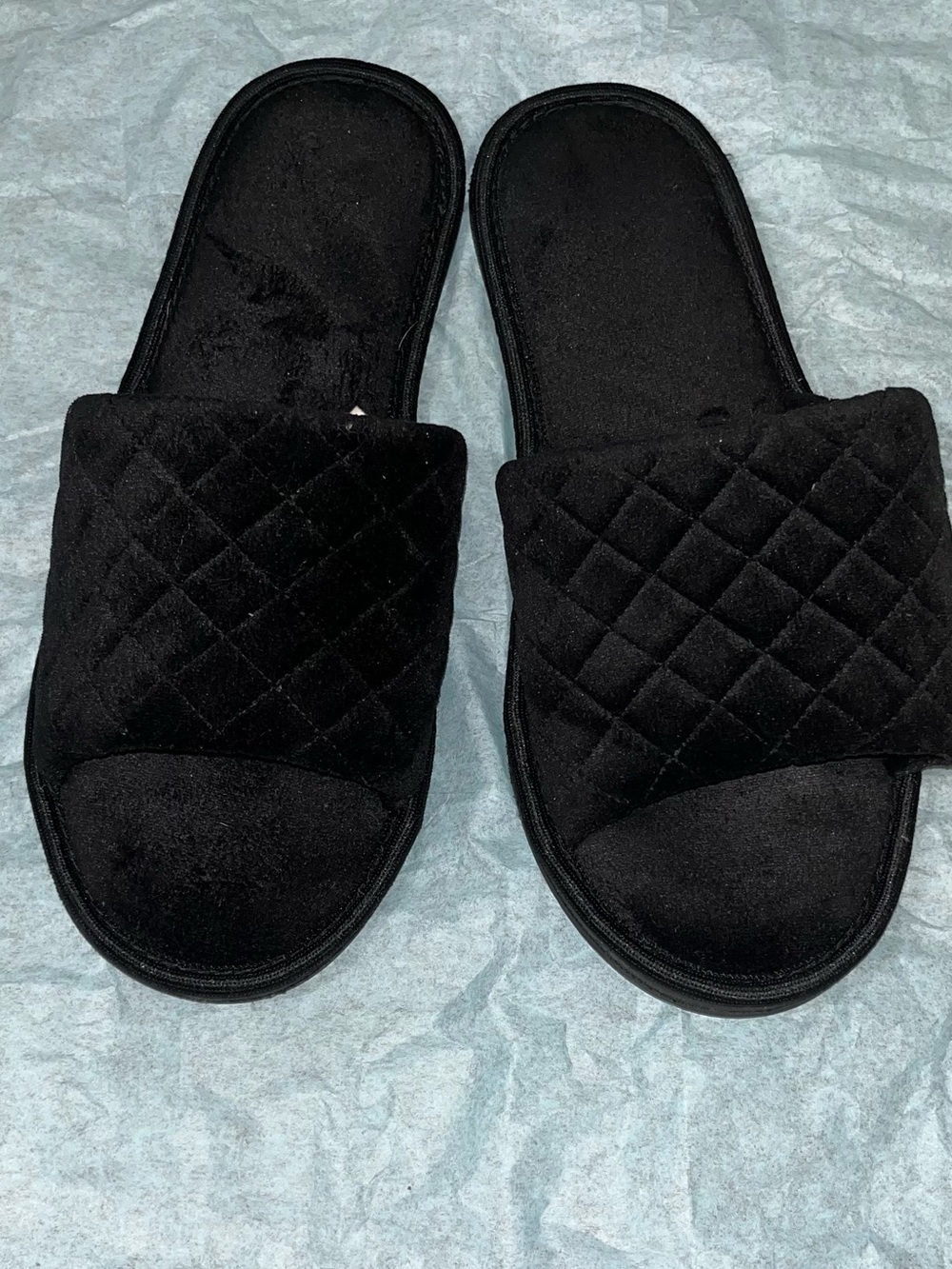 Women's Quilted Slide Sandals - Black